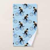 Funny Cat Riding Bicycle Personalisiert Blue Badhandtuch Set (Handtuch)