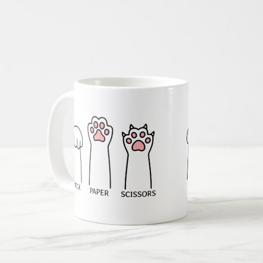 Funny Cat Rock Paper Schere Meme Game Spaß Art Kaffeetasse (Vorderseite Links)