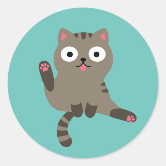 Funny Cat Runder Aufkleber (Vorderseite)