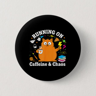 Funny Cat Running on Caffeine and Chaos Love Button