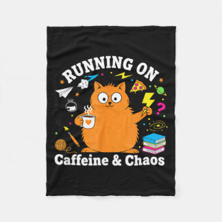 Funny Cat Running on Caffeine and Chaos Love Fleecedecke