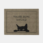 Funny Cat Rustische Imitate Burlap Door Mat Fußmatte (Vorderseite)