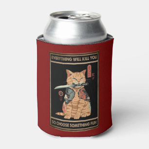 Funny Cat Samurai Alles wird dich töten Dosenkühler