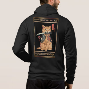 Funny Cat Samurai Alles wird dich töten Hoodie