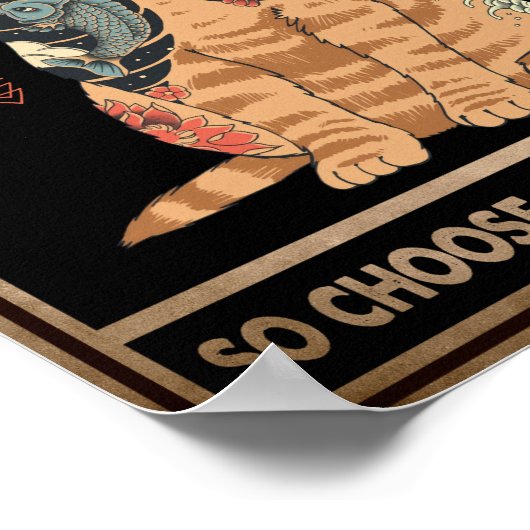 Funny Cat Samurai Alles wird dich töten Poster (Ecke)