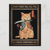 Funny Cat Samurai Alles wird dich töten Postkarte (Vorderseite)
