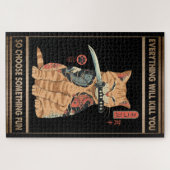 Funny Cat Samurai Alles wird dich töten Puzzle (Horizontal)