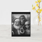 Funny Cat Santa Bigfoot Alien Christmas Selfie Tee Karte (Gelbe Blume)
