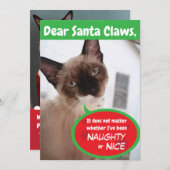 Funny Cat Santa Claws Grußkarte Feiertagskarte (Vorne/Hinten)