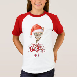 Funny Cat Santa Winter Frohe Weihnachten T-Shirt