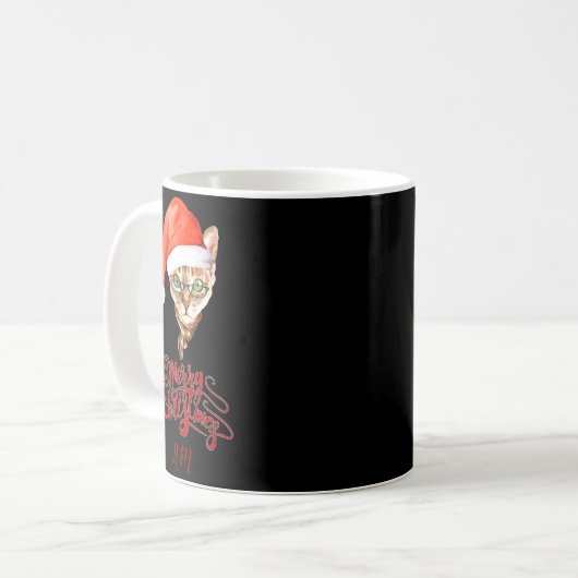 Funny Cat Santa Winter Merry Christmas T Shirt  Kaffeetasse (Vorderseite Links)