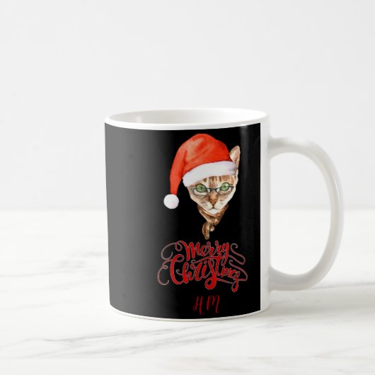 Funny Cat Santa Winter Merry Christmas T Shirt Kaffeetasse (Rechts)