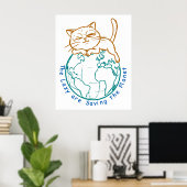 Funny Cat Saving the Planet Lazy Environmentalist  Poster (Heimbüro)