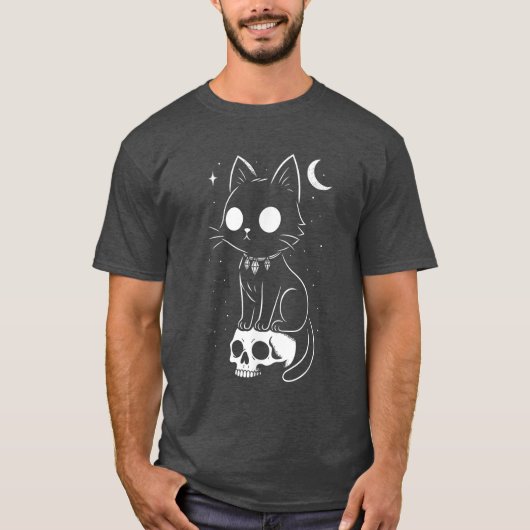 Funny cat saying quote skull kawaii T-Shirt (Vorderseite)