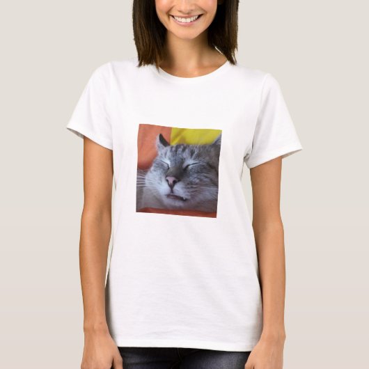 Funny Cat Schlafen Frauen T - Shirt (Vorderseite)