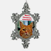 Funny Cat Schneeflocken Zinn-Ornament (Links)