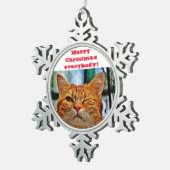 Funny Cat Schneeflocken Zinn-Ornament (Rechts)