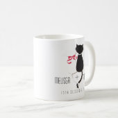 Funny Cat Schwanzes Couple Monogram Wedding Verlob Kaffeetasse (VorderseiteRechts)