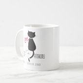 Funny Cat Schwanzes Couple Monogram Wedding Verlob Kaffeetasse (Vorderseite Links)