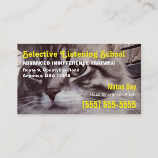 Funny Cat Selective Listening School Visitenkarte (Vorderseite)