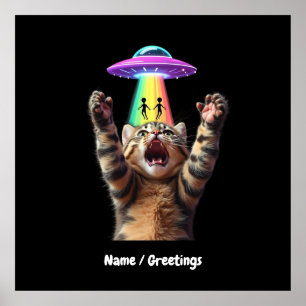 Funny Cat Selfie Alien UFO Unglaublich witzig anpa Poster