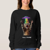 Funny Cat Selfie Alien UFO Unglaublich witzig anpa Sweatshirt (Vorderseite)