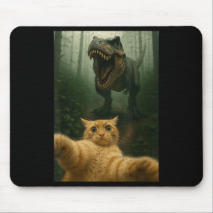 Funny Cat Selfie Dinosaur Meme Animals Lover Graph Mousepad