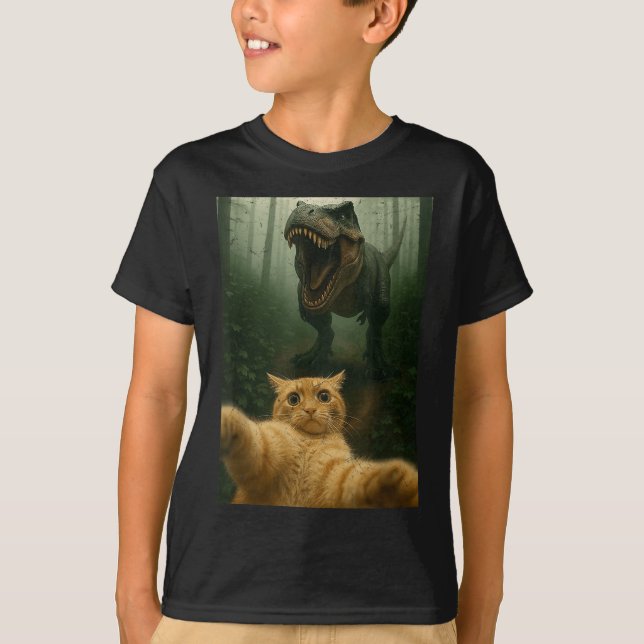 Funny Cat Selfie Dinosaur Meme Animals Lover Graph T-Shirt (Vorderseite)