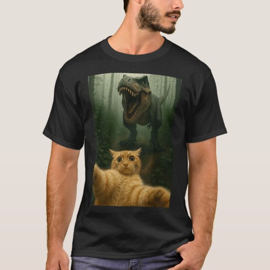 Funny Cat Selfie Dinosaur Meme Animals Lover Graph T-Shirt (Vorderseite)