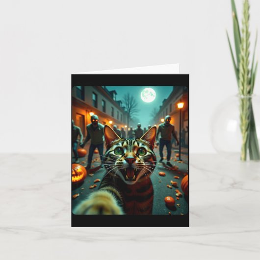 Funny Cat Selfie Halloween Zombies Humor  Karte (Vorderseite)