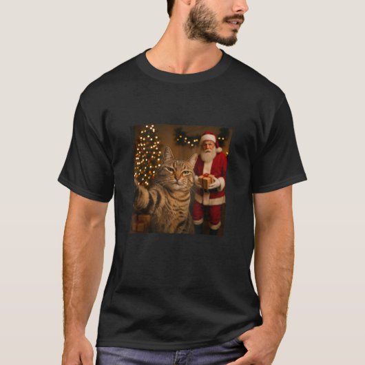 Funny Cat Selfie mit dem Weihnachtsmann Weihnachts T-Shirt (Vorderseite)