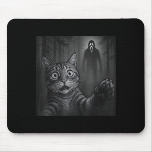 Funny Cat Selfie mit Ghost Halloween erschreckt Cr Mousepad