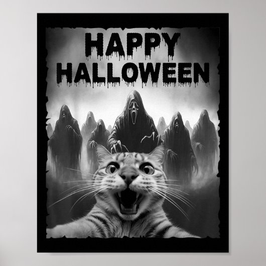 Funny Cat Selfie mit Ghosts Halloween Costume Day Poster (Vorne)