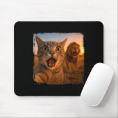 Funny Cat Selfie mit Lion Cat Meme für Männer Frau Mousepad (Mit Mouse)