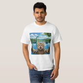 Funny Cat selfie mit Loch Ness Monster Cool Kitty T-Shirt (Vorne ganz)