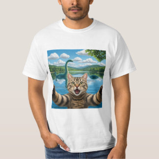 Funny Cat selfie mit Loch Ness Monster Cool Kitty T-Shirt