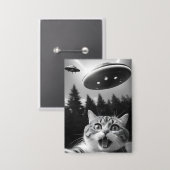 Funny Cat Selfie mit UFO Alien Drones Button (Vorderseite/Rückseite)