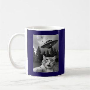 Funny Cat Selfie mit UFO Alien Drones Kaffeetasse