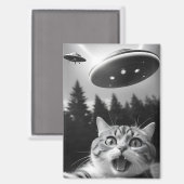 Funny Cat Selfie mit UFO Alien Drones Magnet (Vorderseite/Rückseite)