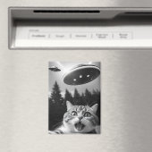 Funny Cat Selfie mit UFO Alien Drones Magnet (In Situ (Geschirrspüler))