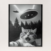 Funny Cat Selfie mit UFO Alien Drones Puzzle (Vertikal)