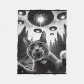 Funny Cat Selfie mit Ufos Alien Cat Selfie Men Wo Fleecedecke (Vorderseite)