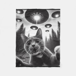 Funny Cat Selfie mit Ufos Alien Cat Selfie Men Wo Fleecedecke