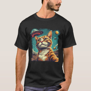 Funny Cat Selfie mit UFOs Cat Mama Cat Vater Men W T-Shirt