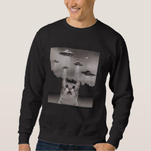 Funny Cat Selfie mit UFOs Sweatshirt