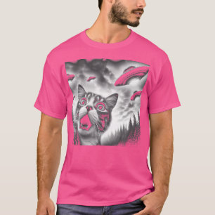 Funny Cat Selfie mit Ufos T-Shirt