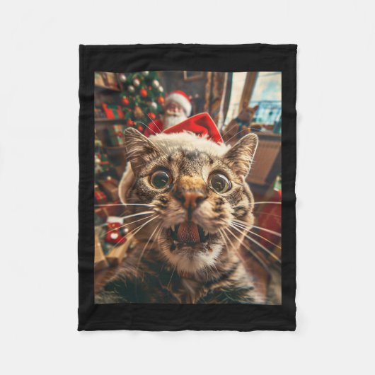 Funny Cat Selfie mit Weihnachten 7 Fleecedecke (Vorderseite)