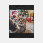 Funny Cat Selfie mit Weihnachten Fleecedecke (Vorderseite)