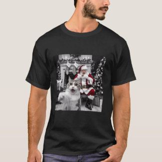 Funny Cat Selfie mit Weihnachten T-Shirt