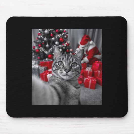 Funny Cat Selfie mit Weihnachtsmeme des Weihnachts Mousepad (Vorne)